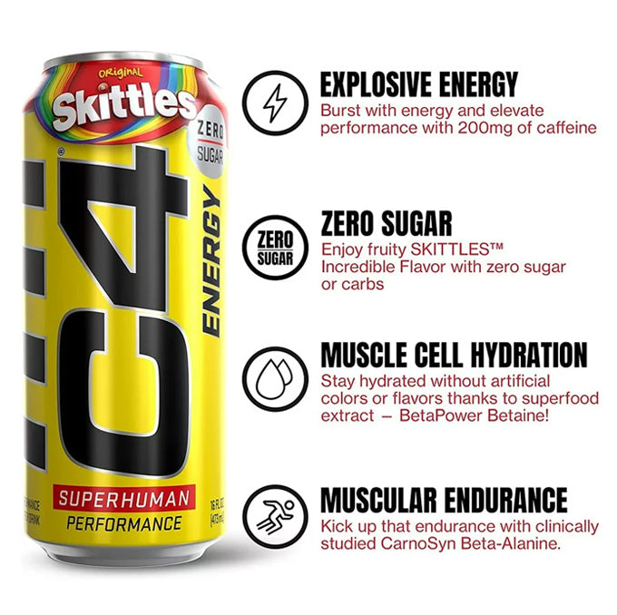 C4 Energy, Skittles (473ml) USfoodz