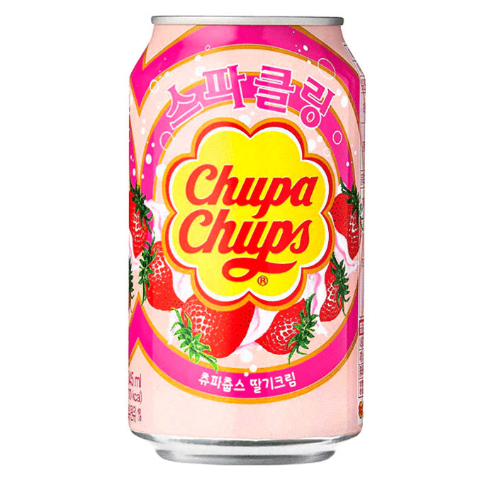 Chupa Chups Sparkling Soda, Strawberry Cream (345ml) USfoodz