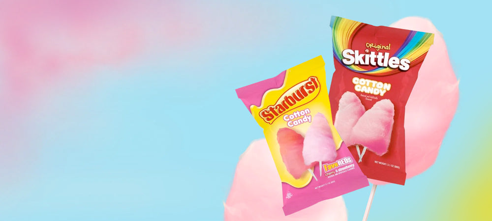 Nieuw! Starburst & Skittles Cotton Candy. Suikerspin watten in een zakje.