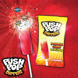 Push Pop Dipperz, Popping Candy & Lollipop - Strawberry (12g) The Junior's