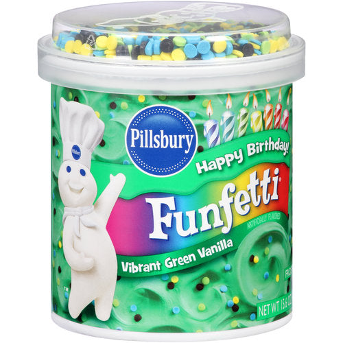 
            
                Laad afbeelding naar de Gallery viewer, Pillsbury Happy Birthday Funfetti Vibrant Green Vanilla Frosting (442g)
            
        