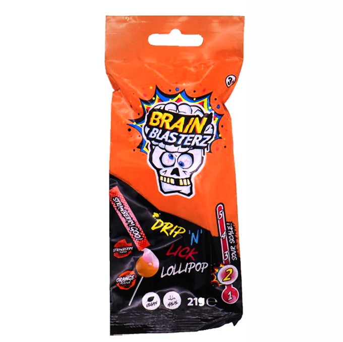 Brain Blasterz Drip 'n' Lick, Lollipop (21g) - Orange
