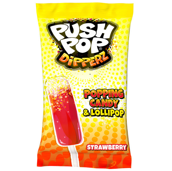 Push Pop Dipperz, Popping Candy & Lollipop - Strawberry
